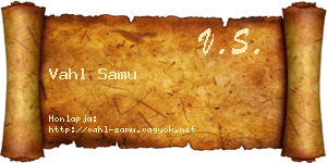 Vahl Samu névjegykártya